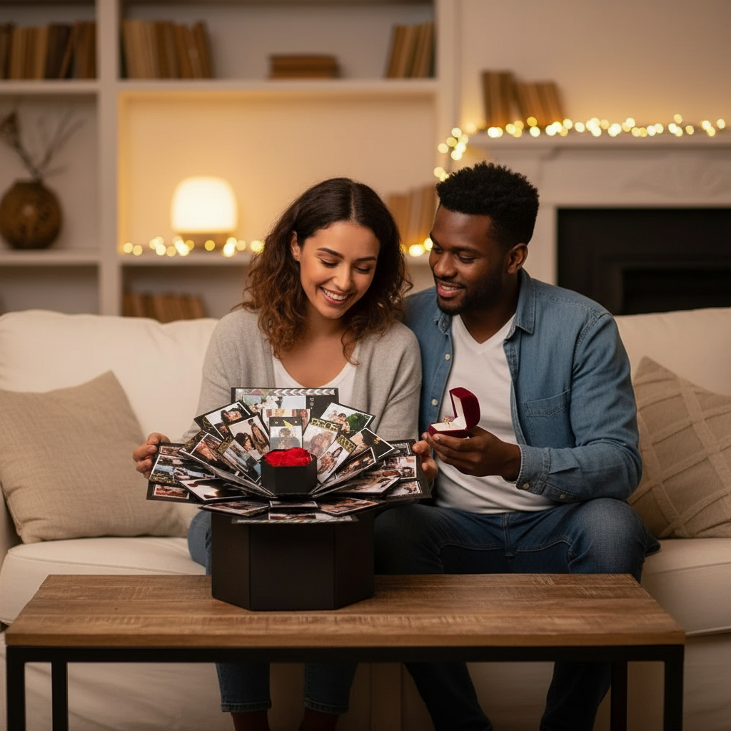 DIY Hexagonal Photo Album Box Scrapbook Lovely Surprise Explosion Couple Box Love Memory Anniversary Valentine's Day Love Gift